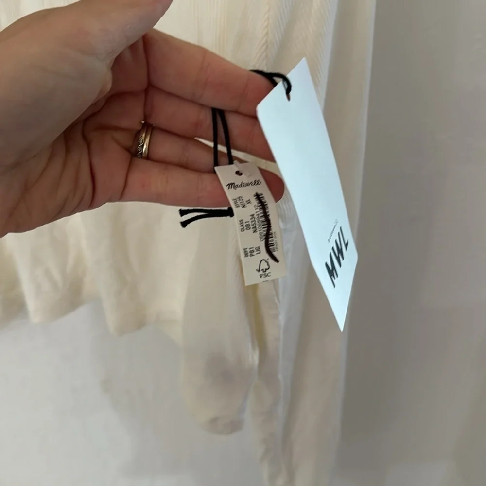 Madewell MWL Lighthouse Cream Off White Super Crop Ribbed Raglan Top XL - Picture 9 of 11